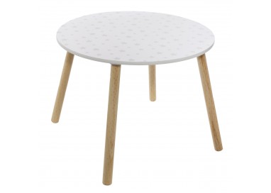 Table ronde en bois pour enfant douceur, disponible en 3 coloris, blanc, rose et gris.