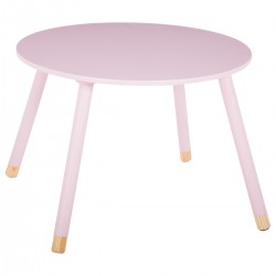 Table ronde en bois pour enfant douceur, disponible en 3 coloris, blanc, rose et gris.