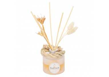 Diffuseur de parfum avec ses fleurs séchées Sieste à loumarin senteur sauge et patchouli