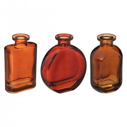 Lot de 3 soliflores en verre ambré "Botanic factory" pour une déco nature et authentique. My Kozy Shop