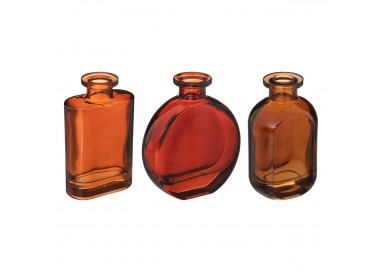 Lot de 3 soliflores en verre ambré "Botanic factory" pour une déco nature et authentique. My Kozy Shop