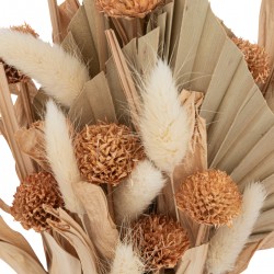 Composition de fleurs séchées dans son pot boule en céramique blanche, pour une déco ethnique chic. My Kozy Shop