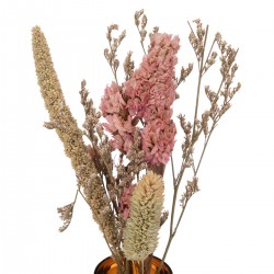 Composition de fleurs séchées dans son pot en verre ambré style apothicaire, "Botanic Factory". My Kozy Shop