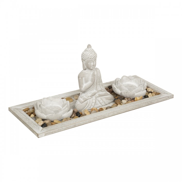 Jardin zen en ciment et son plateau en bois "Padmavati". My Kozy Shop