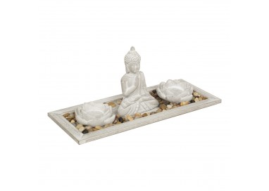 Jardin zen en ciment et son plateau en bois "Padmavati". My Kozy Shop