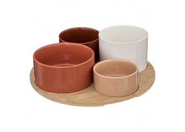 Set apéritif "Alicante" aux douces couleurs terracotta et son plateau en bambou. My Kozy Shop