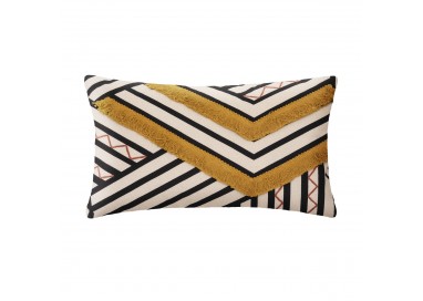 Housse de coussin motif géométrique jaune et noir 30x50 cm. My Kozy Shop