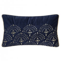 Coussin en velours brodé "Artifice" bleu nuit. My Kozy Shop