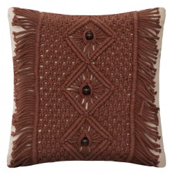 Coussin "Ali" macramé marron cannelle 40x40cm