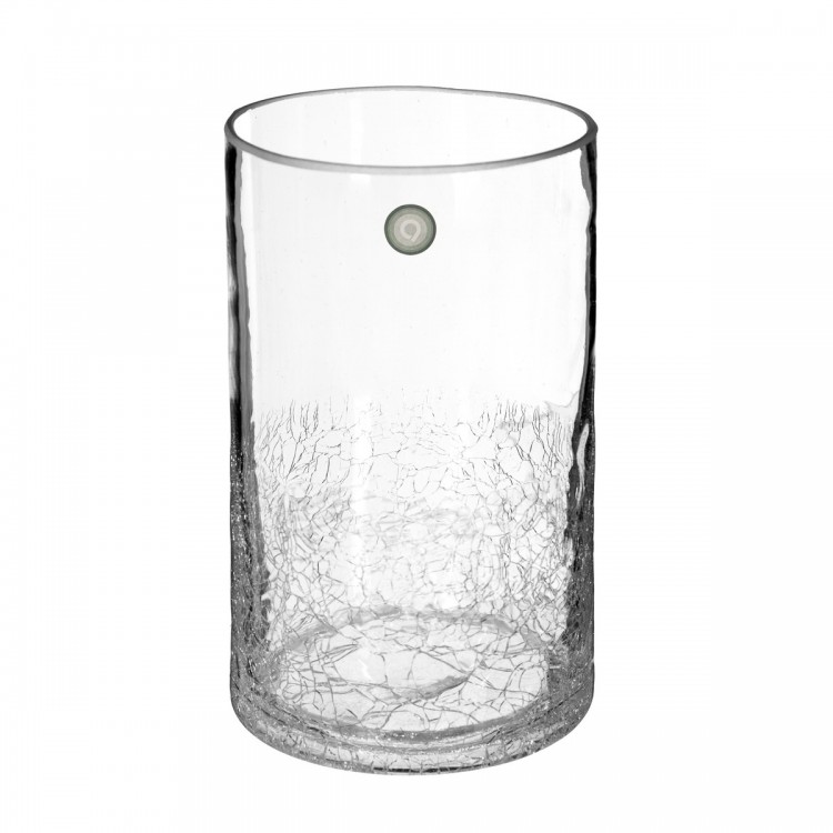 Vase cylindrique verre craquelé 