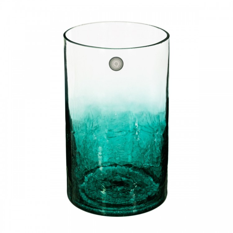 Vase cylindrique verre craquelé