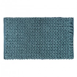 Tapis de bain "Colorama" bleu pétrole 50x75cm effet grosse maille