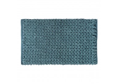 Tapis de bain "Colorama" bleu pétrole 50x75cm effet grosse maille