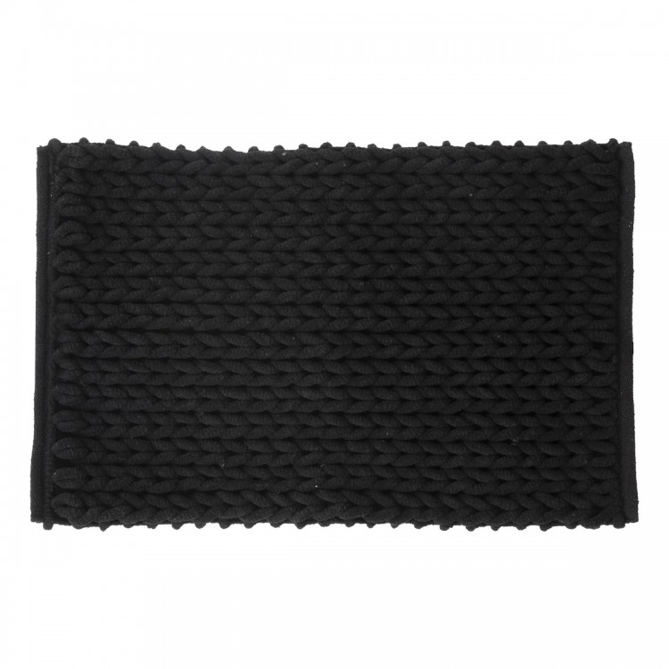 Tapis de bain "Colorama" bleu noir 50x75cm effet grosse maille