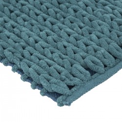 Tapis de bain "Colorama" bleu pétrole 50x75cm effet grosse maille