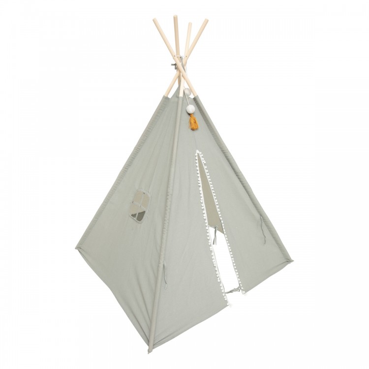 Tipi enfant "Wapi" gris en coton et peuplier