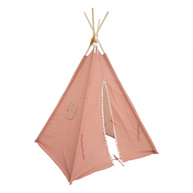 Tipi enfant "Wapi" rose terracotta en coton et peuplier