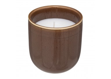 Bougie parfumée délice ambré dans son pot en céramique marron