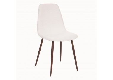 Chaise imitation noyer bouclette blanc "Roka"