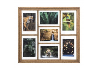 Pèle-mêle "Eliott" pouvant contenir jusqu'à 7 photos en formats 10x15 cm en bois de manguier.