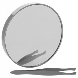 Miroir de poche rond et pince 