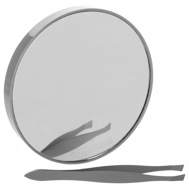 Miroir de poche rond et pince 