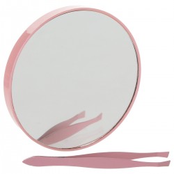 Miroir de poche rond et pince