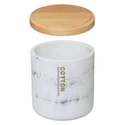 Pot à cotons "Léa" blanc, couvercle bambou - Divers coloris