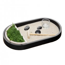 Jardin zen ovale en bois noir