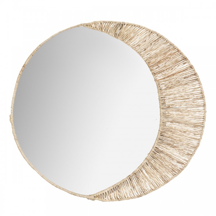 Miroir lune "Thais" en jute D50cm