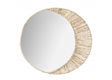 Miroir lune "Thais" en jute D50cm