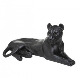 Statue "Léopard" coucher en résine noir H38cm pour 80cm de long