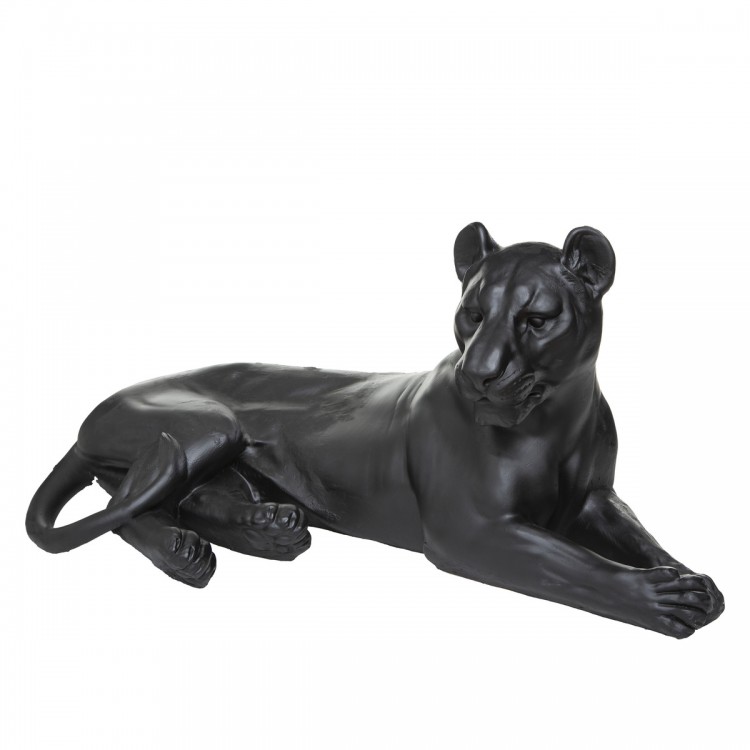 Statue Léopard coucher en résine noir H38cm - My Kozy Shop