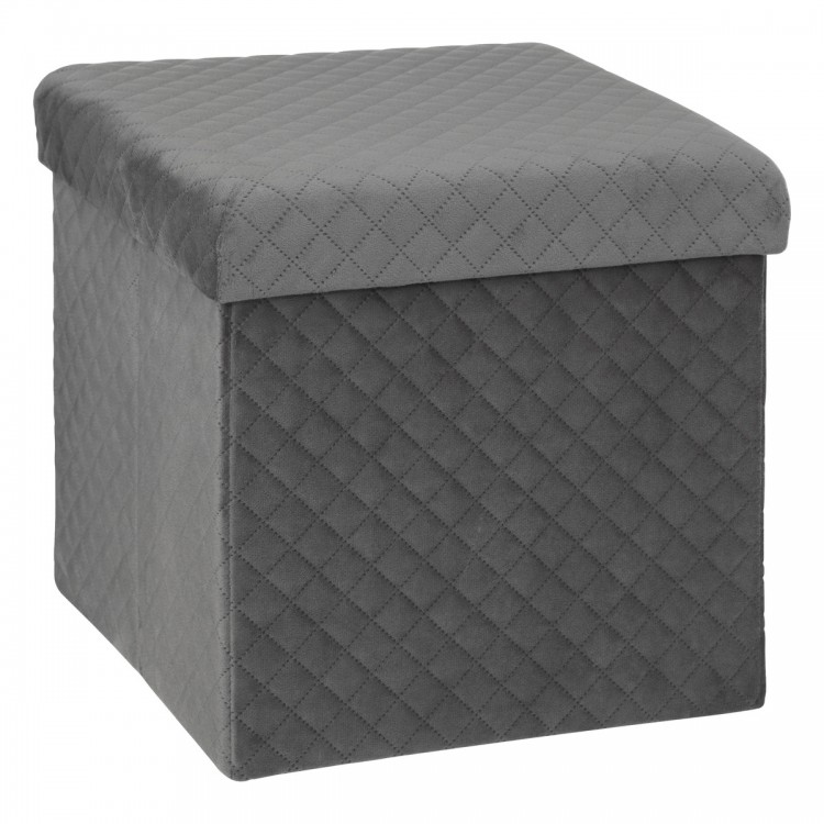 Pouf pliable en velours gris foncé "Mix'N'Modul"