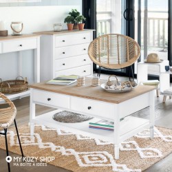 Table basse "My Sea Side" avec 2 tiroir et plateau de bois - My Kozy Shop