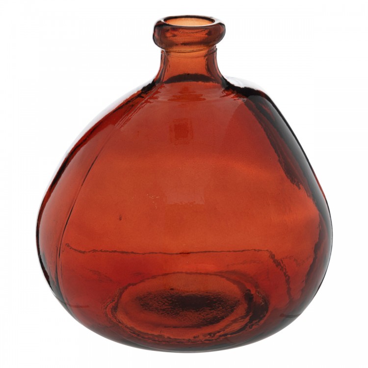 Vase rond en verre recyclé "Uly" ambre D23cm
