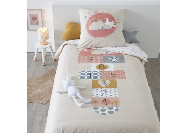 Parure de lit enfant "Marelle" en coton 140x200cm