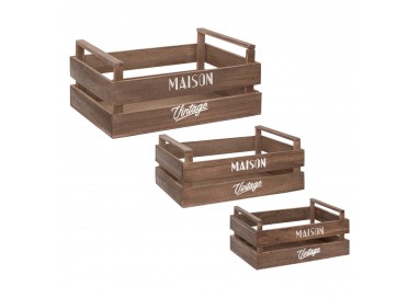 Lot de 3 cagettes en bois "Le café bordelais" - My Kozy Shop