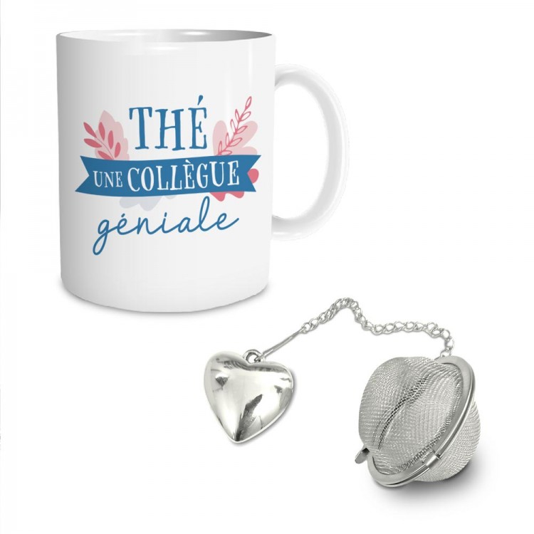 Coffret mug et sa boule à thé "Collègue géniale" Coffret mug et sa boule à thé "Collègue géniale"