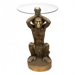 Table à café "Monkey" dorée en verre trempé D40cm - My Kozy Shop