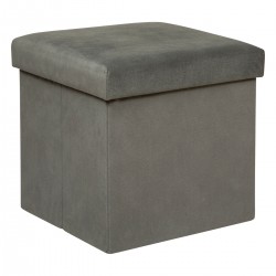 Pouf pliable "Lilou" en velours 38x38cm gris - Divers coloris - My Kozy Shop