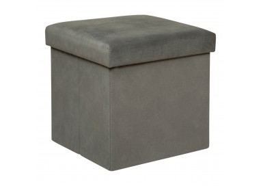 Pouf pliable "Lilou" en velours 38x38cm gris - Divers coloris - My Kozy Shop