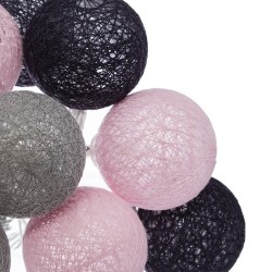 Guilande de led boules en camaïeu gris et rose 