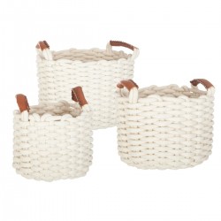 Lot de 3 paniers en tricot rond écru - My Kozy Shop