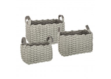 Lot de 3 paniers en tricot rectangulaire gris - My Kozy Shop