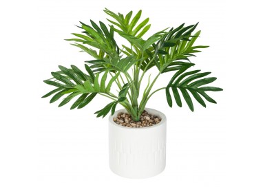 Palmier pot en ciment blanc