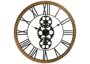 Horloge métal et bois mécanisme