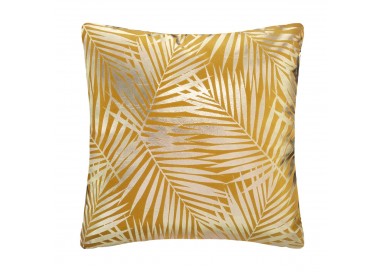 Coussin en velour argent et ocre tropical