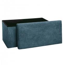 Pouf pliable double en velours côtelé bleu - My Kozy Shop