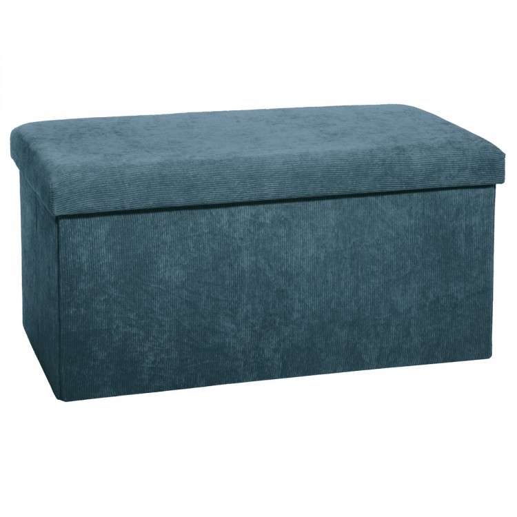 Pouf pliable double en velours côtelé bleu - My Kozy Shop